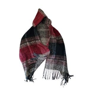 Boho COCO+CARMEN Plaid Fringed Knitted Hooded Wrap Acrylic Chunky  Scarf 72"x30"